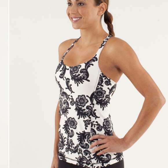 Lululemon Free To Be Tank Laceoflage Polar Cream Black - Picture 3 of 9